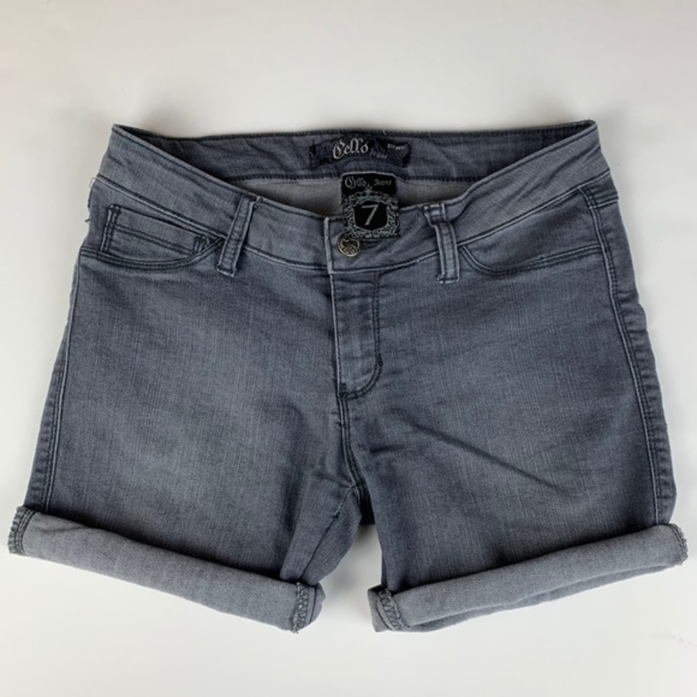Cello Jeans Womens Gray Wash Distressed Cut-off Shorts
